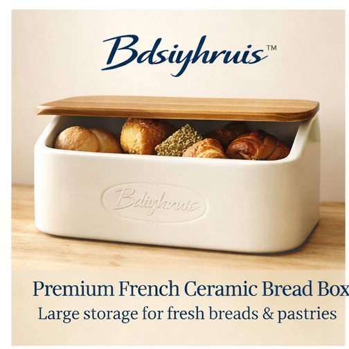 Bdsiyhruis™ Premium French Ceramic Bread Box - Large Storage for Fresh Breads & Pastries