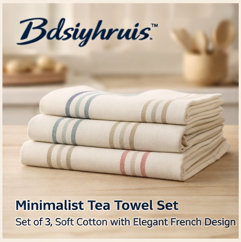 Bdsiyhruis™ Minimalist Tea Towel Set - Set of 3, Soft Cotton with Elegant French Design