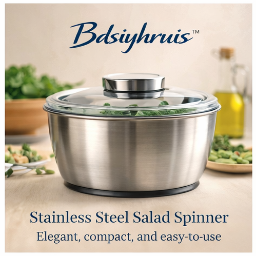 Bdsiyhruis™ Stainless Steel Salad Spinner - Elegant, Compact, and Easy-to-Use